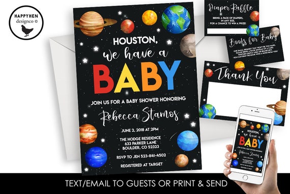 Space Baby Shower Invitation Invite Sprinkle Digital 5x7 Planets Outer  Space Universe Stellar