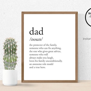 Dad Definition Digital Print NOT EDITABLE 8x10 Father&#39;s Day Gift Printable Instant Download Birthday