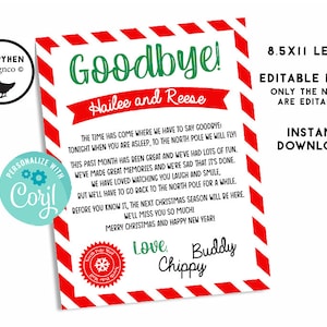 エルフの別れの手紙 2エルフ 2エルフ 編集可能 デジタル印刷可能 クリスマスノート 8.5x11 ホリデー We Plural Kids 即時ダウンロード