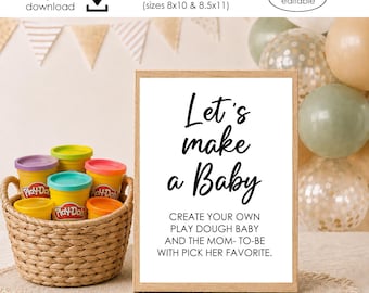 Let's Make a Baby Shower Game Printable Print Instant Download Digital 8x10 8.5x11 Sign Simple Trending