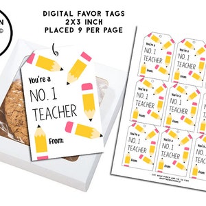 Teacher Gift Tags Printable Pencil Digital Instant Download Favor Tag Thank You Week
