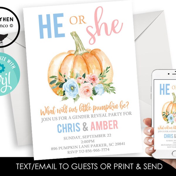 Pumpkin Gender Reveal - Etsy