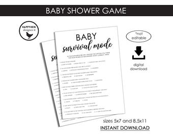 Baby Survival Mode Game Printable Digital Instant Download Trending Modern Simple Baby Shower Games