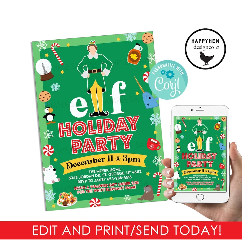 Elf Invitations Digital - Etsy