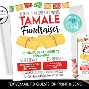 Editable Tamale Fundraiser Template Flyer 8.5x11 Digital Instant Download Charity Work School Event Printable