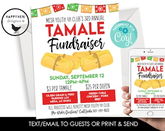 Editable Tamale Fundraiser Template Flyer 8.5x11 Digital Instant Download Charity Work School Event Printable