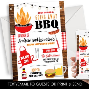 Editable Going Away Party Invitation Invite Digital Moving BBQ Cookout Backyard 5x7 Barbecue Celebration