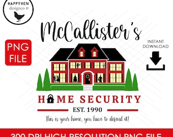 Home Alone PNG McCallister Home Security Logo Clipart Natychmiastowe pobranie Cyfrowa grafika świąteczna