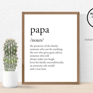Papa Definition Digital Print NOT EDITABLE 8x10 Father's Day Gift Printable Instant Download Birthday