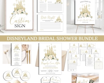 Disneyland Bridal Shower Invitation Bundle Gold Games Editable Template Set Party Digital Instant Download