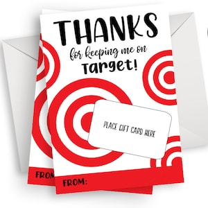Teacher Gift Card Holder Target Appreciation Week Thank You Printable Digital 5x7 Keeping Me On Target Gifts Thanks