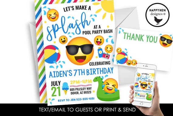 Poo Emoji Personalisierte Geburtstagseinladungen Boy