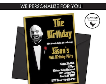 Mob Birthday Invitation 5x7 Digital Personalized Adult Party Invite Photo