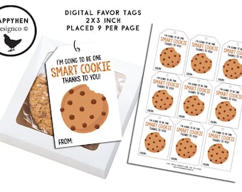 Teacher Gift Tags Printable Digital Smart Cookie Favor Thank You Appreciation Week Instant Download
