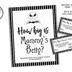 Jack Baby Shower Game Quão grande é a barriga da mamãe 8x10 Jogos digitais de Halloween Cartão de adivinhação para impressão Download instantâneo