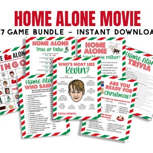 Home Alone Movie Games Bundle Digital Game Printable Christmas Party Movie Night 8.5x11 Instant Download