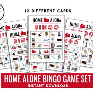 Seul à la maison, film, jeu de bingo à imprimer, jeux à téléchargement numérique, fête amusante, vacances de Noël