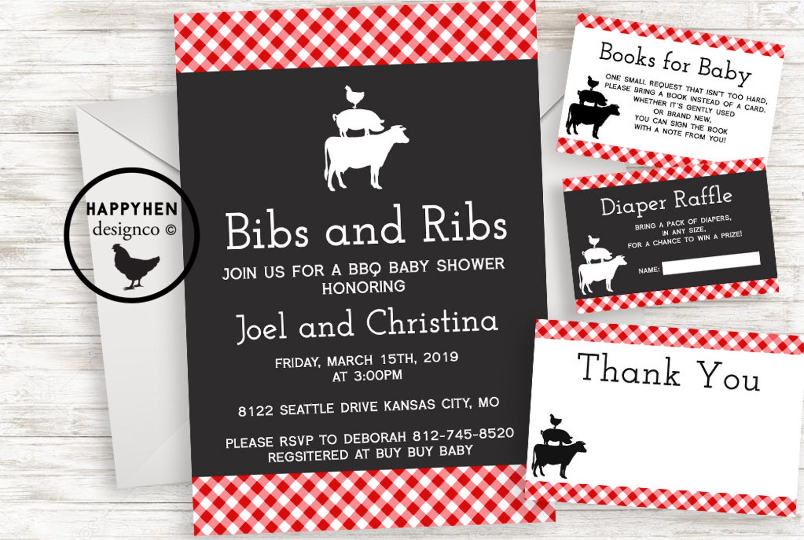 Bibs and Ribs Invitation Baby Shower Invite BBQ Farm Sprinkle Etsy
