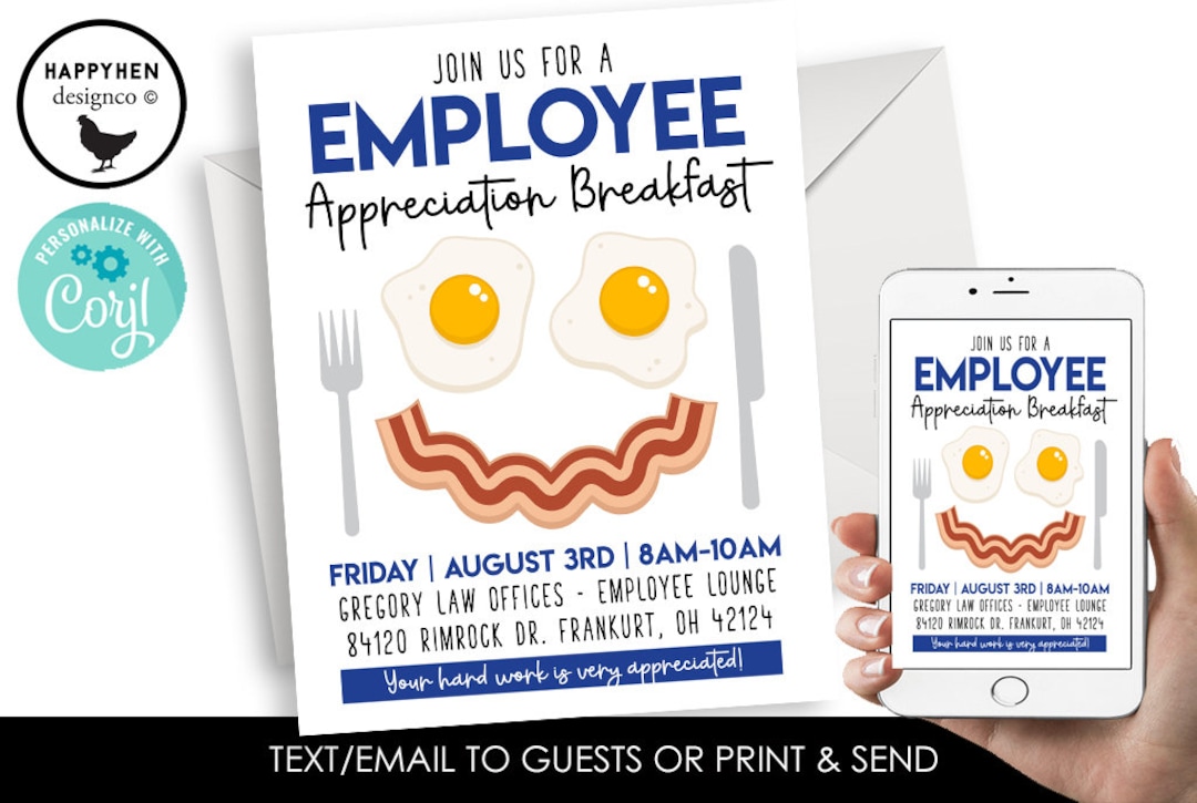 Editable Employee Appreciation Breakfast Template Flyer Invitation