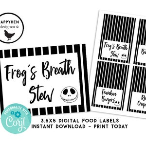Bewerkbare Jack Halloween Food Tenten 3.5x5 Digital Party Baby Shower Verjaardag Afdrukbare Instant Download Template