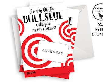 Teacher Gift Card Holder Target Thank You Digital 5x7 Bullseye Gifts Thanks Appreciation Week