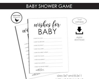 Wishes for Baby Games Shower Sprinkle Digital 5x7 8.5x11 Instant Download Trending Simple Modern