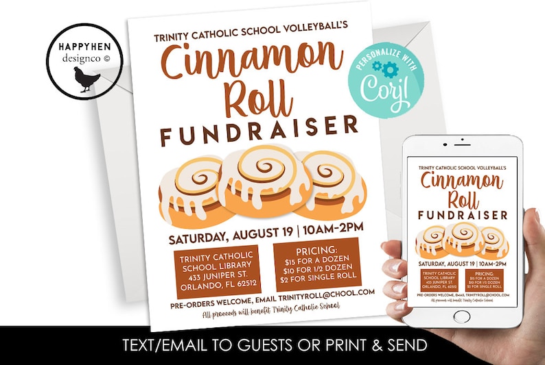 Editable Cinnamon Roll Fundraiser Flyer Template Digital 8.5x11 Instant ...