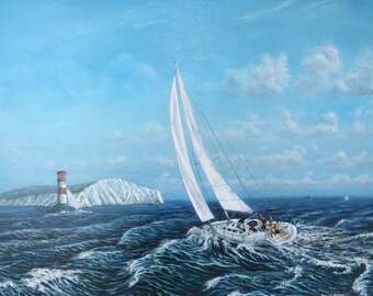 A Canvas Print of  "Heading for Home, Solent" from an oil painting by David Marsh