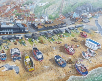 A Giclée Print of 'Fishing Fleet, Hastings' by David Marsh