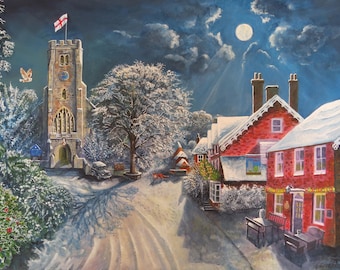 A Canvas Print of 'December Moon' from a painting by David Marsh