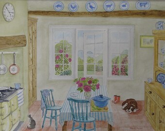 A Giclée Print of  'Preparing Supper' - a watercolour painting by David Marsh.