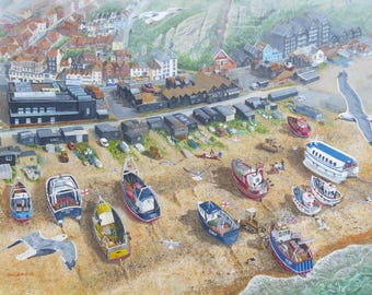 A Canvas Print of 'Fishing Fleet, Hastings' by David Marsh.