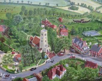 A Canvas Print of 'Summer's Day, East Sussex, from a painting  by David Marsh