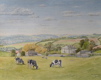 A Giclee Print of 'Higher Brownstone Farm, Dartmouth' by David Marsh.