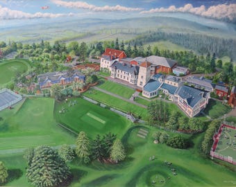A Canvas Print of 'Vinehall' in East Sussex, once a country house, now the Marlborough House Vinehall School, a painting by David Marsh.