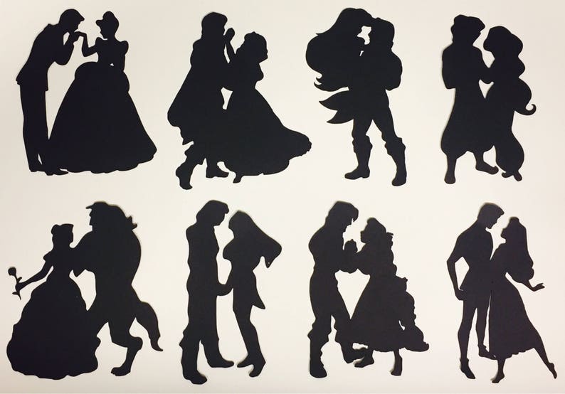 SALE 20% OFF 8 Disney Couple Inspired Silhouettes card | Etsy