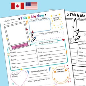 Este es mi recuerdo imprimible (Canadá y EE. UU.): Sobre mí, entrevista de inicio/fin de curso (descarga digital)