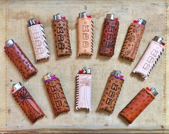 Tooled Leather Lighter Covers