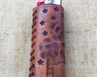 Joshua Tree Desert Leather Lighter Cover