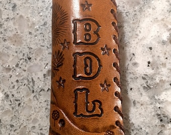 Custom tooled leather lighter cover