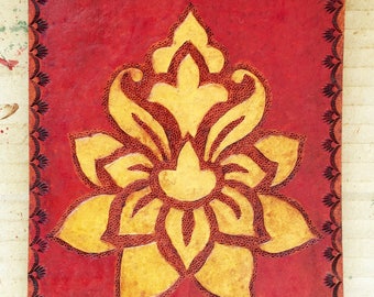 Miniature Persian Hand Tooled Leather Rug.