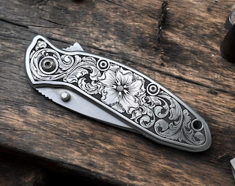 Kershaw Scallion - Engraved Floral Scrollwork
