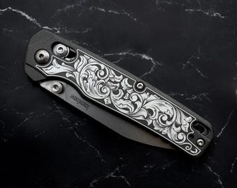 Kershaw Bel Air - Gray Anodized with Engraved Scrollwork - MagnaCut Blade