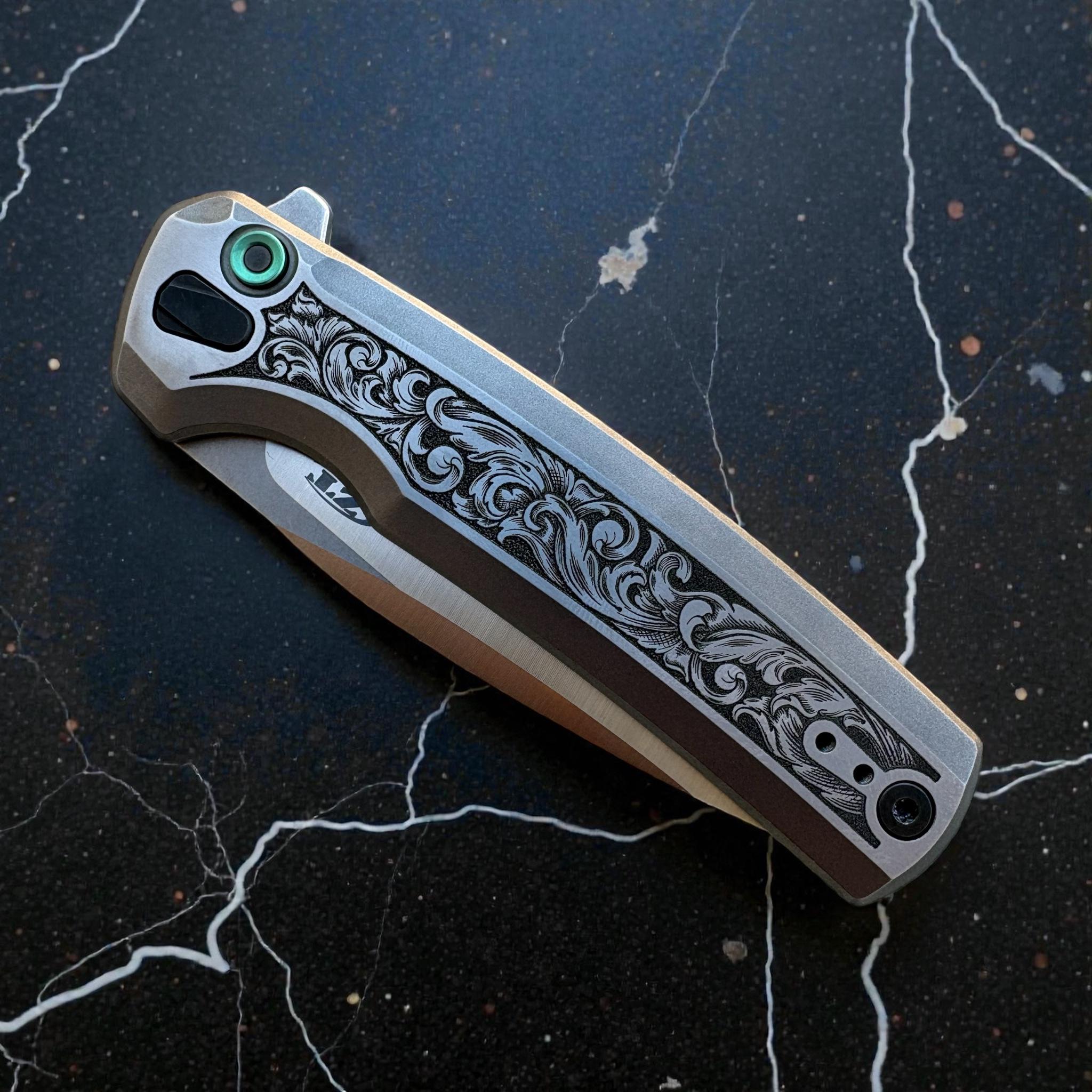 Zero Tolerance 0044 Titanium With Engraved Scrollwork - Etsy