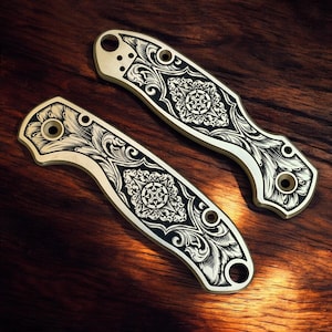 Spyderco Para 3 Custom Engraved Knife Scales