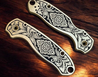 Spyderco Para 3 Custom Engraved Knife Scales