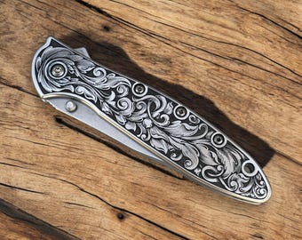 Kershaw Leek - Laser Engraved Traditional Scrollwork
