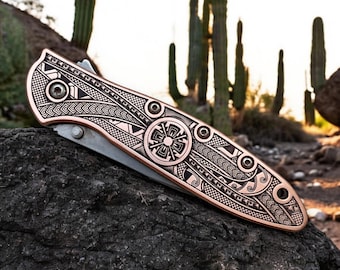 Kershaw Leek with Finely Detailed Laser Engraved Southwestern American Motif