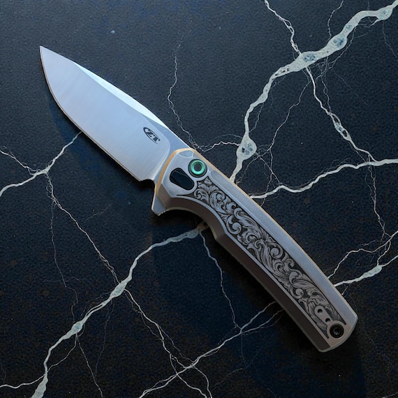 Zero Tolerance 0044 Titanium With Engraved Scrollwork - Etsy