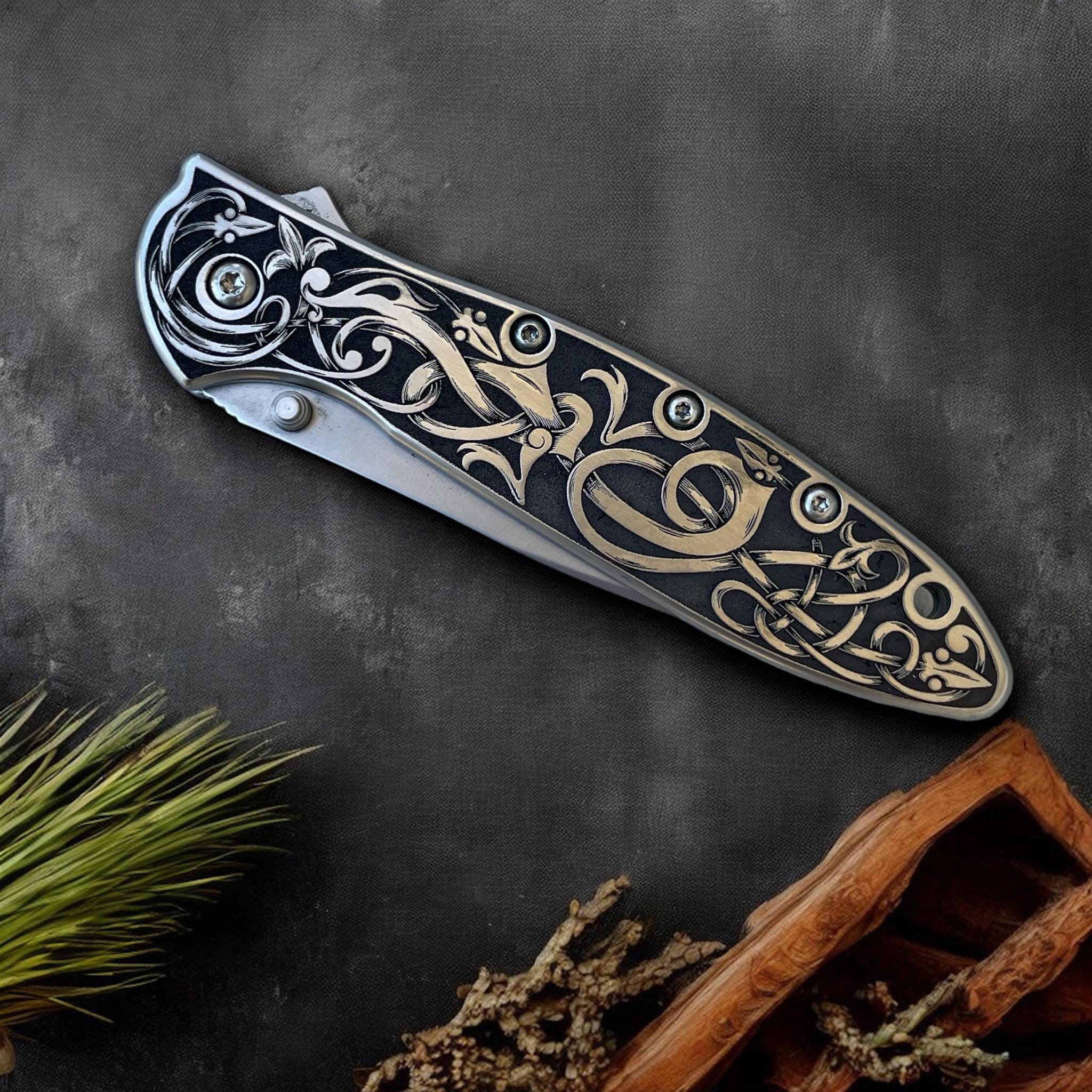 Kershaw Leek - Laser Engraved Viking Serpent - Etsy